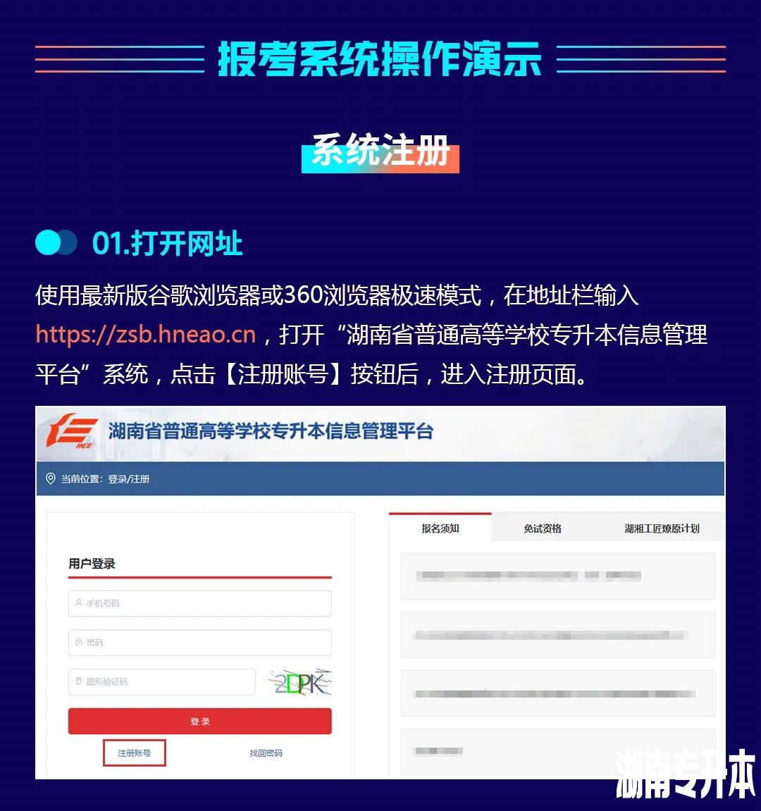 2023年湖南省专升本考试报考系统操作指南